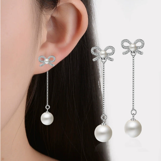 Aretes de Plata Colgantes con Perla - Hipoalergénicos Dos Estilos - Image 6