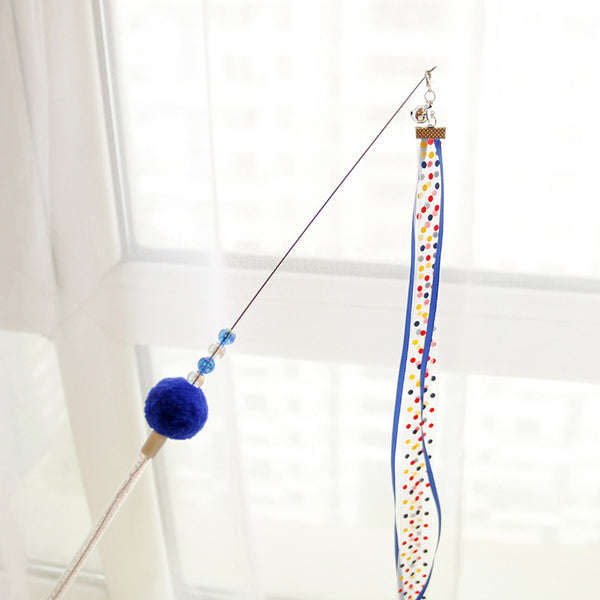 Caña de Juego Interactiva con Cintas Ondulantes y Lunares para Gatos - Image 6