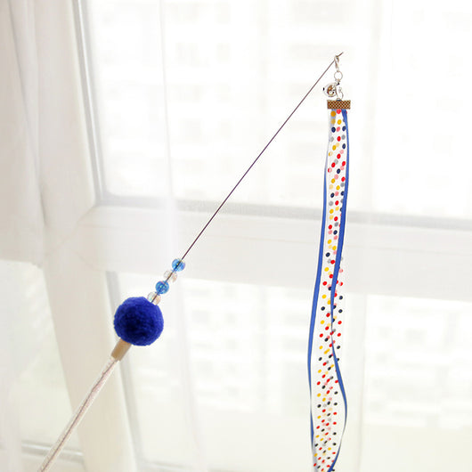 Caña de Juego Interactiva con Cintas Ondulantes y Lunares para Gatos - Image 6