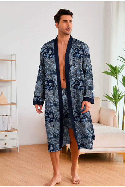 Bata Estampada para Hombre con Mangas Largas y Pantalón Corto - Image 10