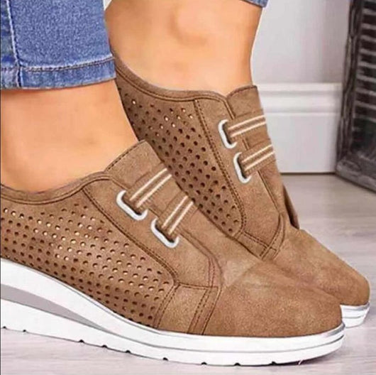 Zapatos de Tacón Cuña con Punta Redonda para Mujer