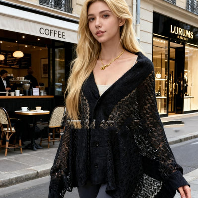 Cardigan Calado Tipo Chal - Estilo de Blogueras Europeas y Americanas - Image 6