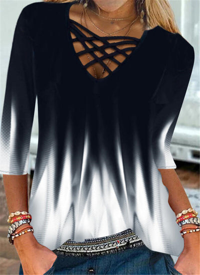 Blusa Casual de Manga Larga con Estampado Degradado - Image 3