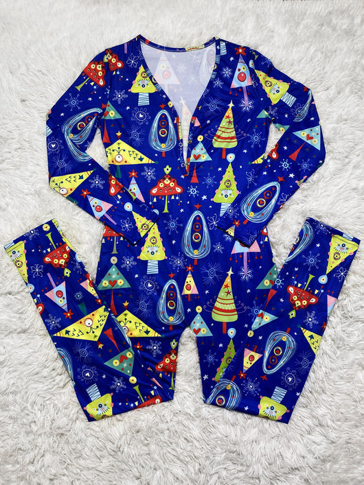 Pijama Navideño Estampado de Manga Larga para Casa - Image 12