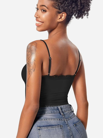 Camiseta Sexy de Encaje con Cuello Cuadrado sin Mangas - Image 25