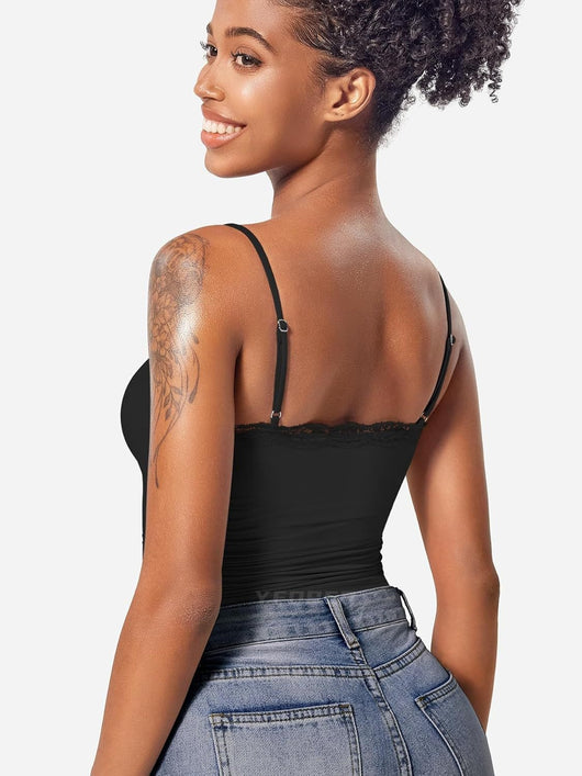Camiseta Sexy de Encaje con Cuello Cuadrado sin Mangas - Image 25
