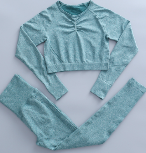 Conjunto de Yoga Ajustado con Pantalones Largos de Manga Larga para Fitness - Image 14