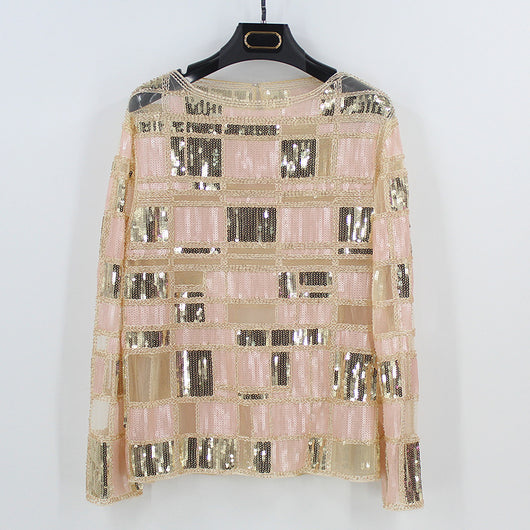 Blusa Cuadriculada de Trabajo con Detalles de Encaje y Perlas - Image 13