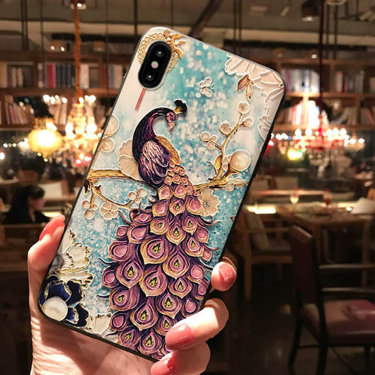 Funda para Apple con Relieve de Pavo Real