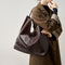 Bolso Tote Grande de Cuero Curtido Vegetal con Textura