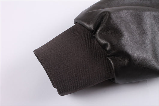 Abrigo de Cuero con Pelaje Estilo Aviador Retro Oversize - Image 10