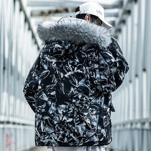 Abrigo de Montaña Camuflaje Azul Holgado Estilo Hip-Hop