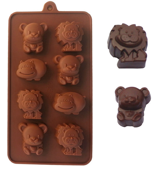 Moldes de Silicona para Repostería - Formas de Animales Hipopótamo, León y Oso