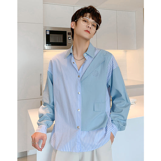 Camisa Falsa Dos Piezas para Hombre Primavera Otoño - Image 7
