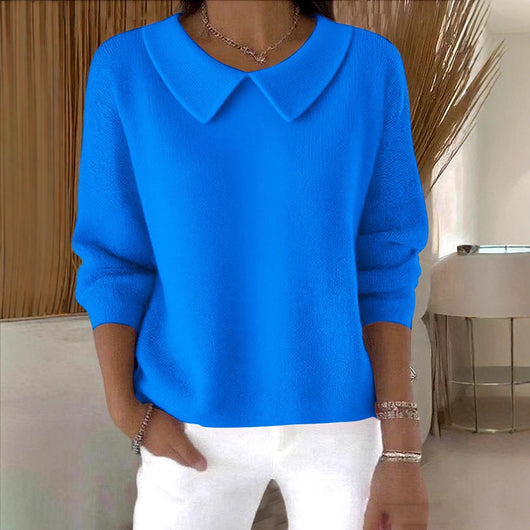 Polo Mujer Cuello V Manga Larga Color Sólido - Image 3