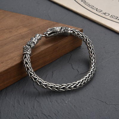 Pulsera de Plata 925 Tejida Pitón Vintage Desgastada - Image 2