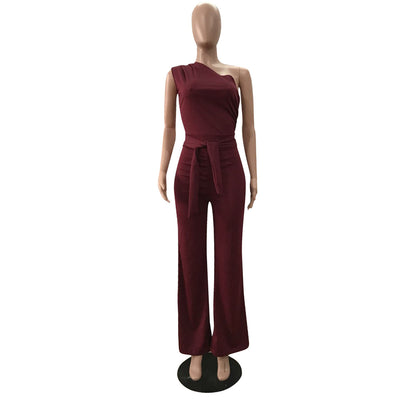 Jumpsuit con Hombros Inclinados Asimétrico - Image 14