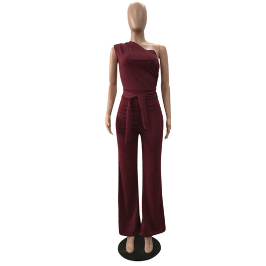 Jumpsuit con Hombros Inclinados Asimétrico - Image 14