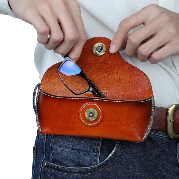 Estuche Retro de Cuero para Gafas de Sol