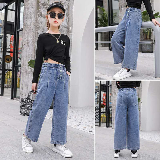 Jeans Sueltos Casuales para Niñas - Diseño Simple y Versátil - Image 13