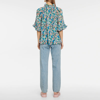 Blusa Georgette Estampada con Mangas Tres Cuartos y Detalles en Chifón - Image 9