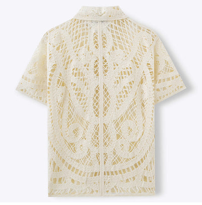 Cardigan Polo Tejido Hueco de Manga Corta para Hombre - Image 12