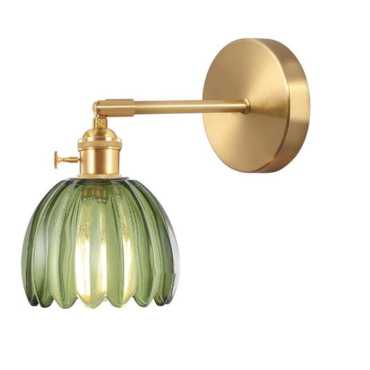 Lámpara Colgante Retro Japonesa Cobre y Vidrio Ámbar - Image 2
