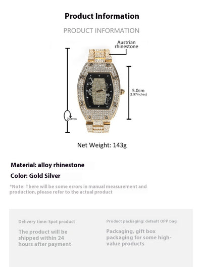 Reloj de Cuarzo Hip Hop Diseño Minimalista con Diamantes a Juego - Image 8