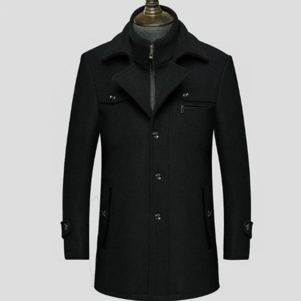 Abrigo Ejecutivo de Invierno para Hombre - Gabardina Gruesa con Doble Cuello
