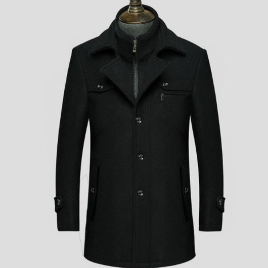 Abrigo Ejecutivo de Invierno para Hombre - Gabardina Gruesa con Doble Cuello