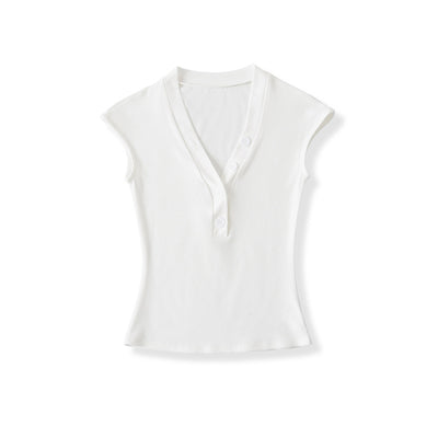 Playera Cuello V Ajustada de Manga Corta - Diseño Moderno y Favorecedor - Image 30