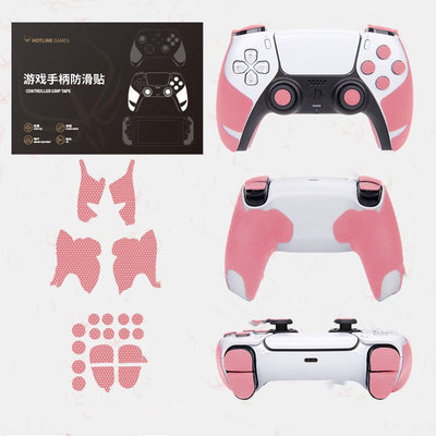 PS5 controller anti-slip grip tape with a yellow rubber duck pattern, shown on a white controller and in packaging. - Image 8