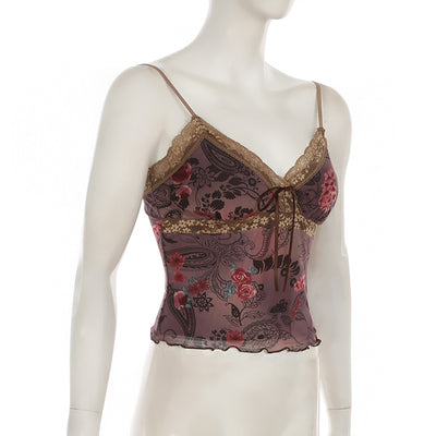 Camisola Estampado Flores Retro Americano - Image 12