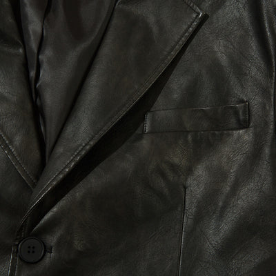 Blazer de Cuero PU Liso para Hombre - Estilo Americano - Image 3