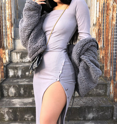 Vestido Ajustado de Manga Larga con Costuras Finas - Image 2