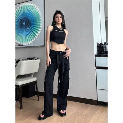 Jeans Cintura Baja Holgados con Cordones para Mujer - Image 3