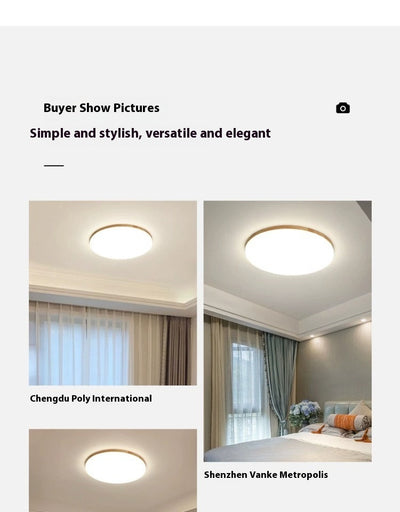 Lámpara de Techo LED Redonda Minimalista Nórdica en Madera Maciza - Image 14