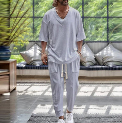 Conjunto Deportivo Cuello V con Bolsillos y Cintura Ajustable - Image 5