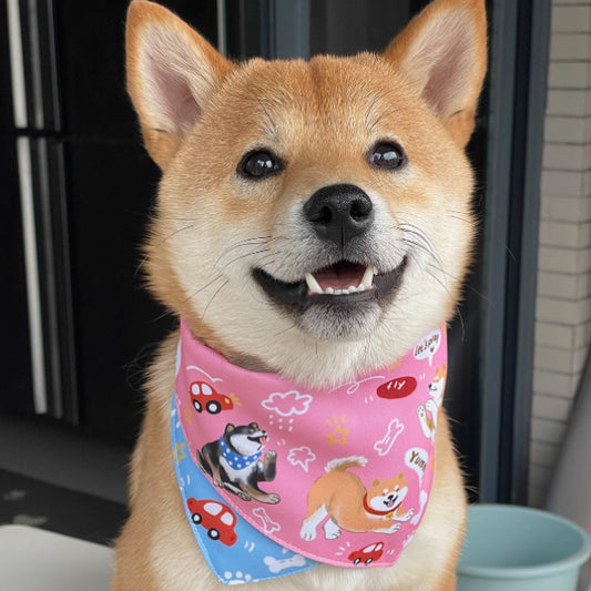 Carpeta Triangular Reversible Shiba Inu con Diseño Doble Cara