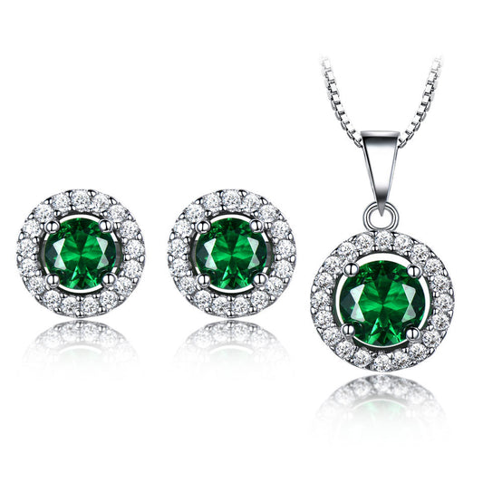 Aretes y Colgantes de Esmeralda en Plata 925 - Juego de Dos Piezas