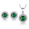 Aretes y Colgantes de Esmeralda en Plata 925 - Juego de Dos Piezas