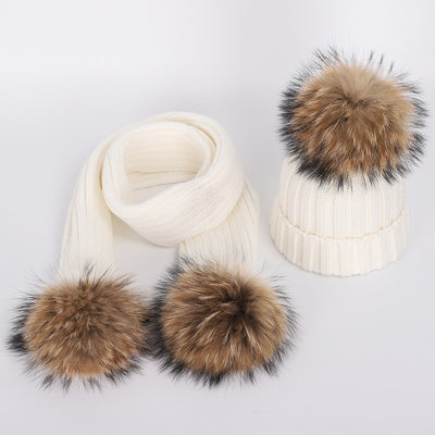 Conjunto de Gorro y Bufanda Infantil con Pompón de Piel Sintética - Image 13