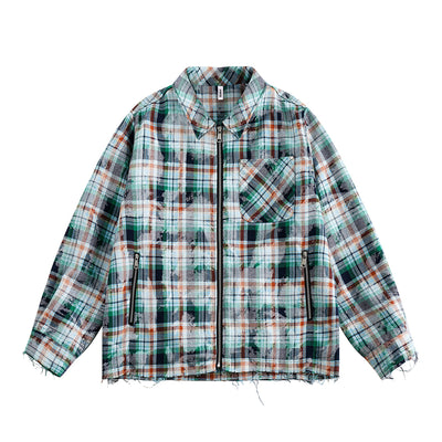 Camisa de Cuadros Desgastada de Manga Larga para Hombre - Image 21