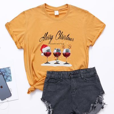 Playera Navideña con Estampado de Tres Copas de Vino - Image 27