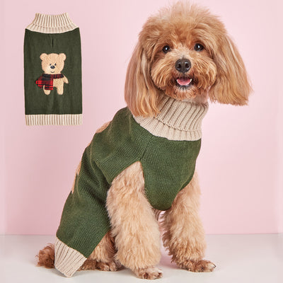 Suéter Militar para Perro Verde Oliva - Diseño Simple Otoño Invierno