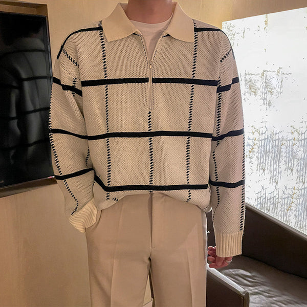 Polo de Punto con Solapa Cuadros para Hombre