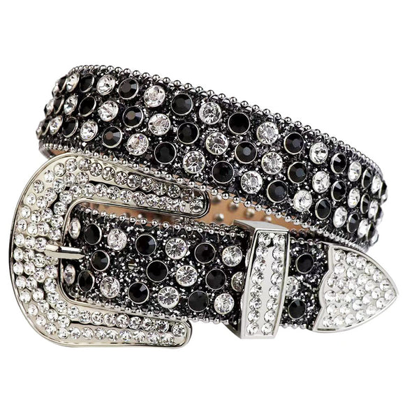 Cinturón de Aleación con Hebilla de Remaches y Cristales Brillantes para Mujer