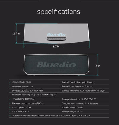Parlante Bluetooth Portátil Bluedio BS-5 Mini - Sonido 3D Estéreo - Image 6
