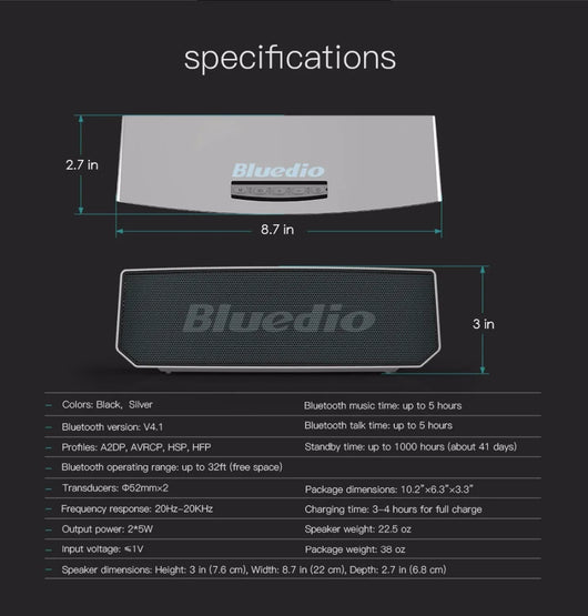 Parlante Bluetooth Portátil Bluedio BS-5 Mini - Sonido 3D Estéreo - Image 6