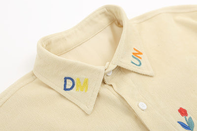 Camisa de Pana Bordada Tide Retro Estilo Neutral - Image 9